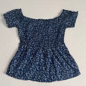 Old Navy Navy Blue Smocked Top